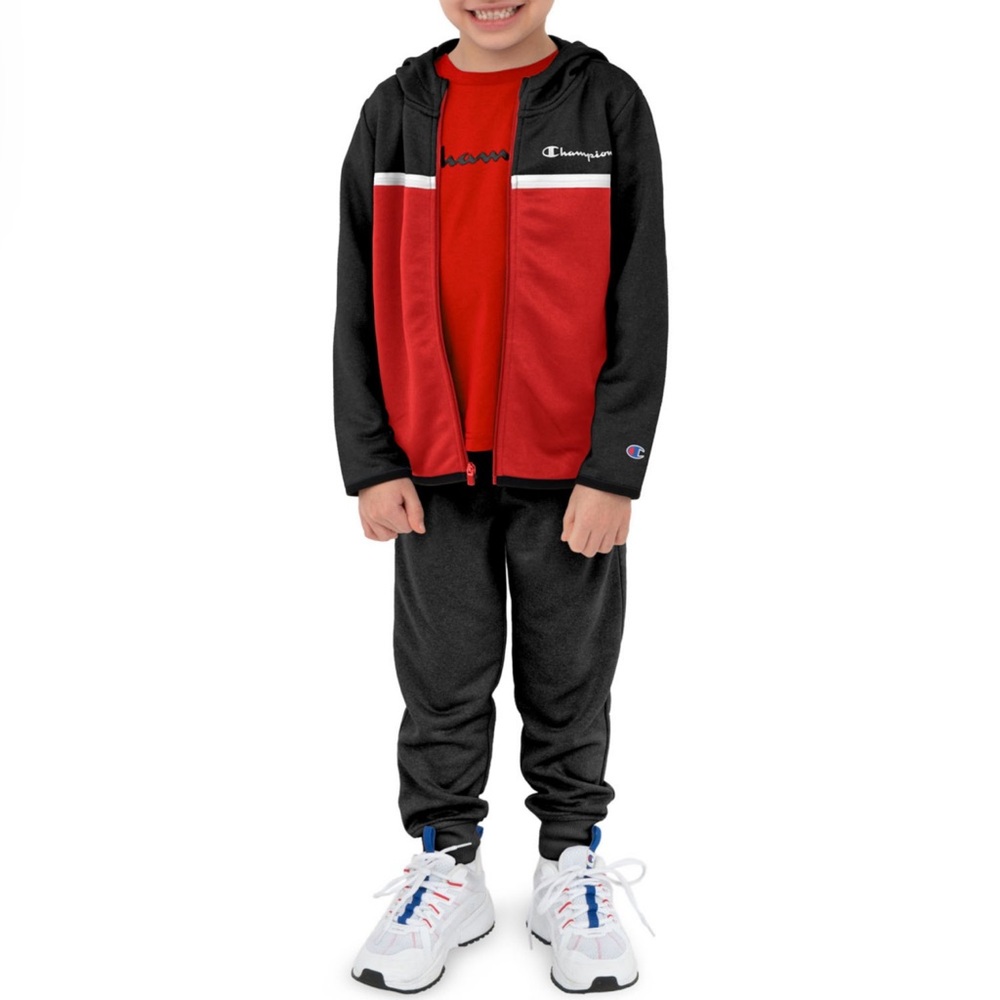 Champion toddler boys active hoodie, joggers and t-shirt set